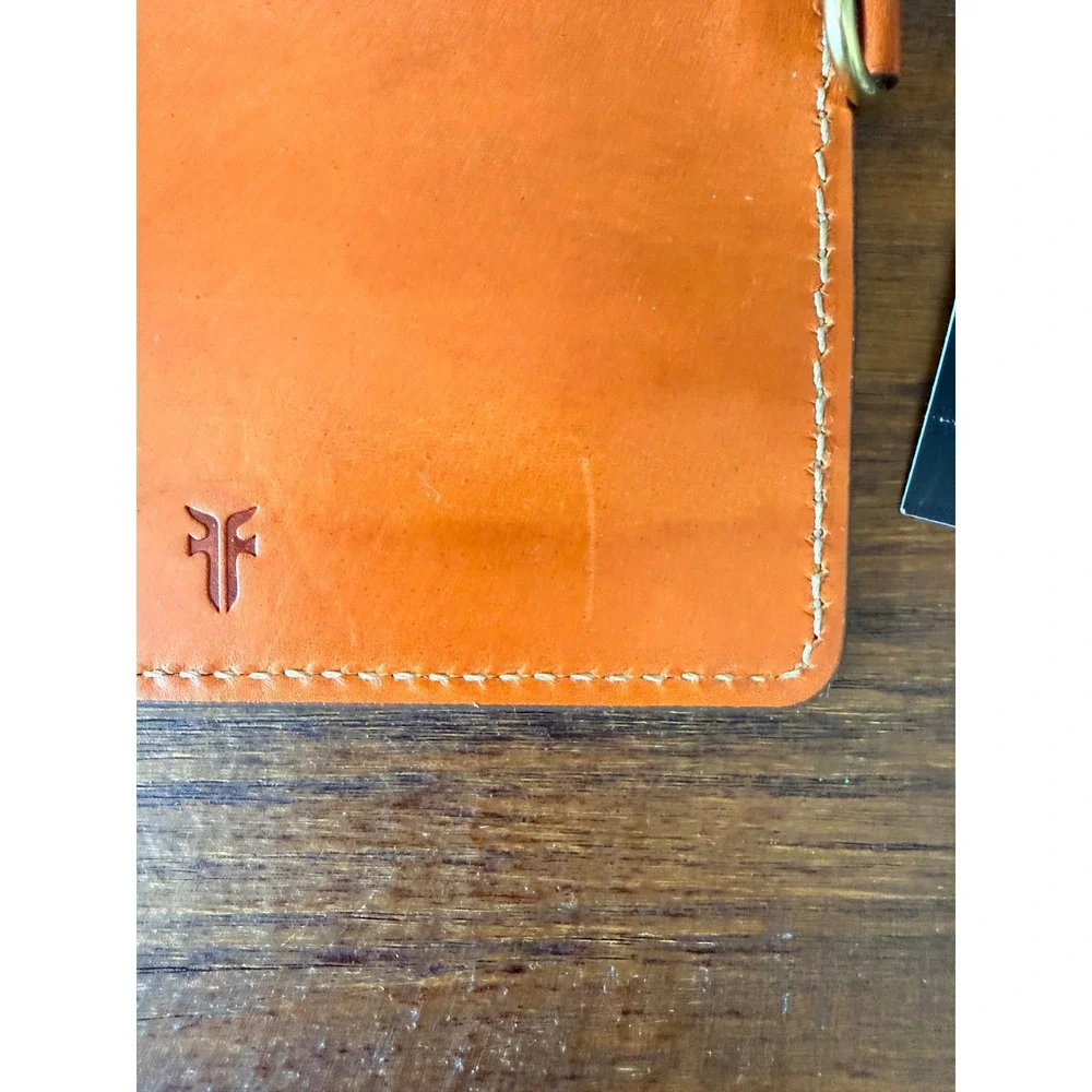 Frye Casey Zip Pouch Orange Leather Slim Coin Purse Card Holder DB092 NWT